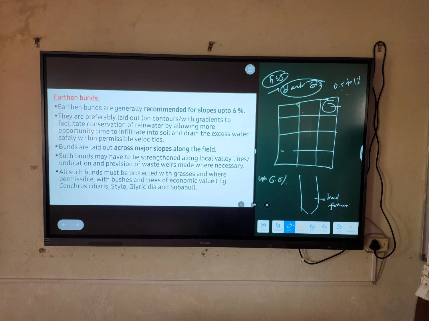 Smart board in use during a class