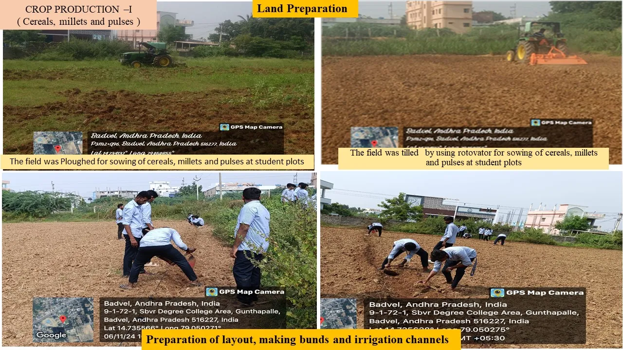 Land preparation at the student plots