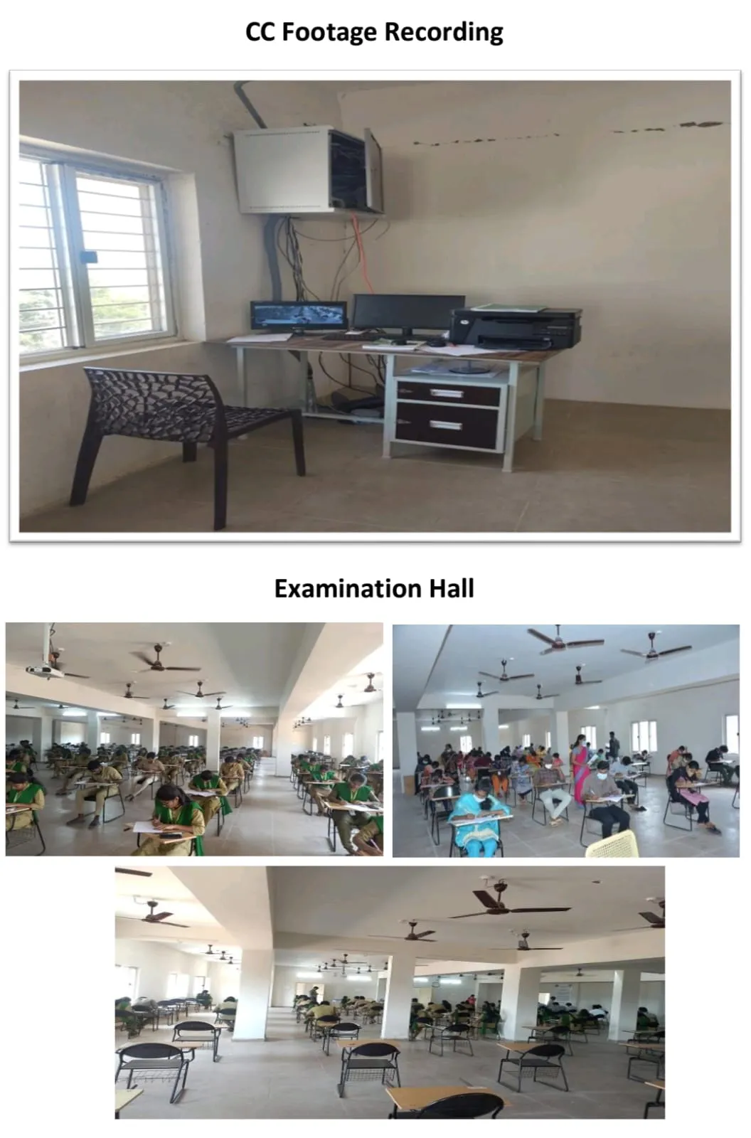 CCTV footage recording and the examination hall