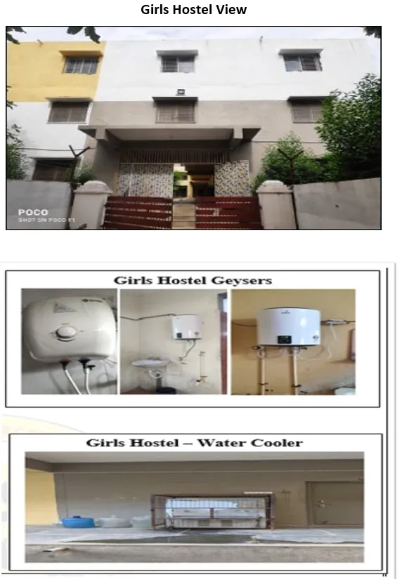 Girls’ hostel — view, geysers and water cooler