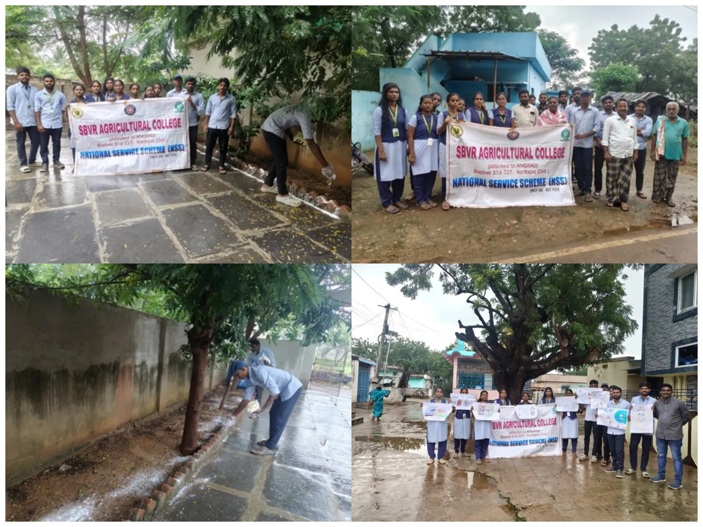 RAWEP students raising awareness of Crop Insurance, e-Cropping, PM Kisan and Rythu Bharosa Kendram at Abusaheebpeta village