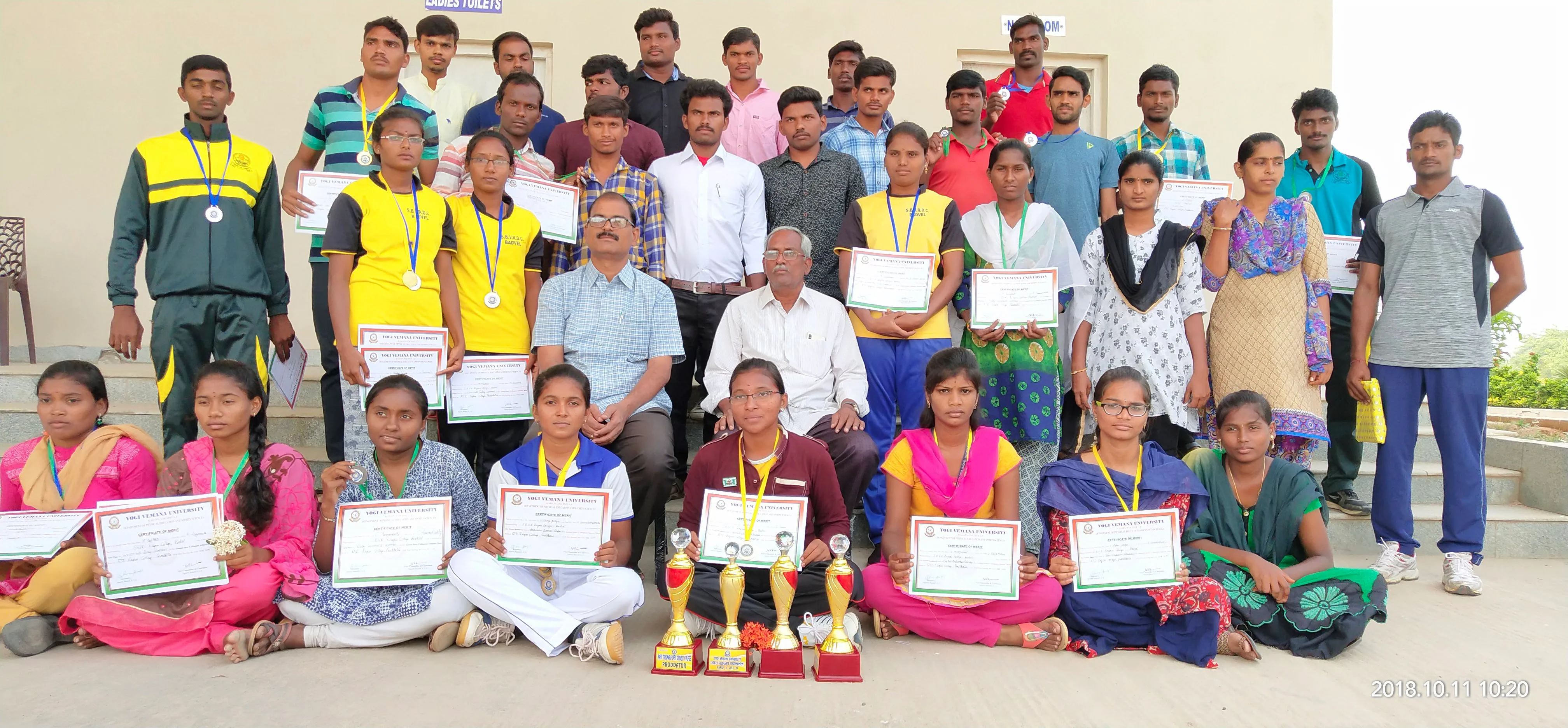 Prize winners at the college sports and games