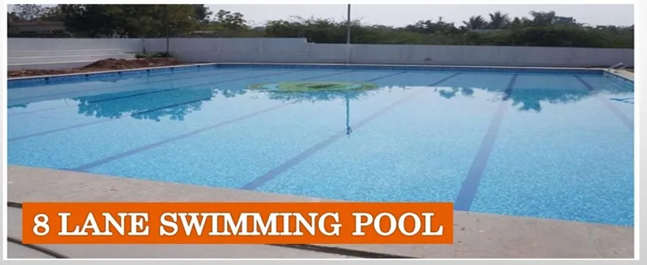 The eight-lane swimming pool